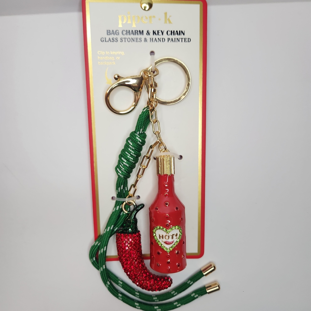 Piper-K Red Hot Sauce Bag Charm Keychain